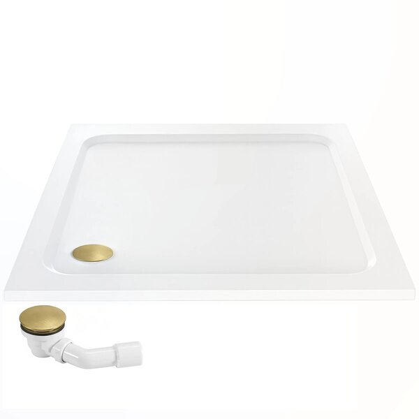Tuš pladenj Rea Belmond White 80x80 Brush Gold