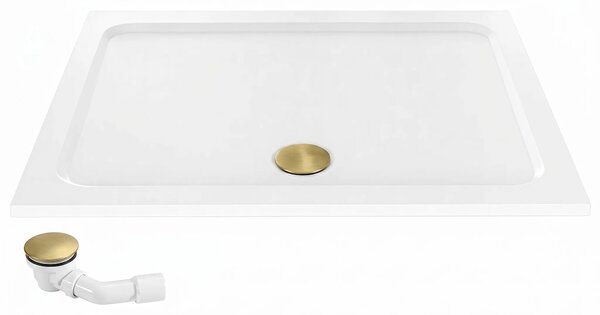 Tuš pladenj Rea Belmond White 80x100 Brush Gold