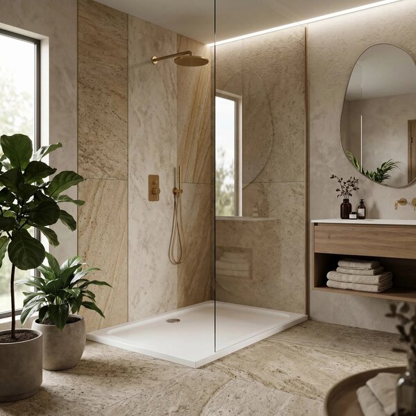 Tuš pladenj Rea Belmond White 80x100 Chrome