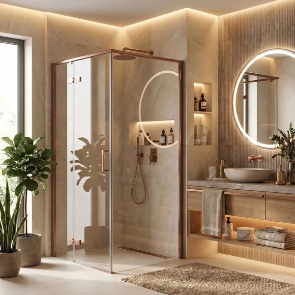 Tuš kabina Rea Bruno 90x90 Brush Copper