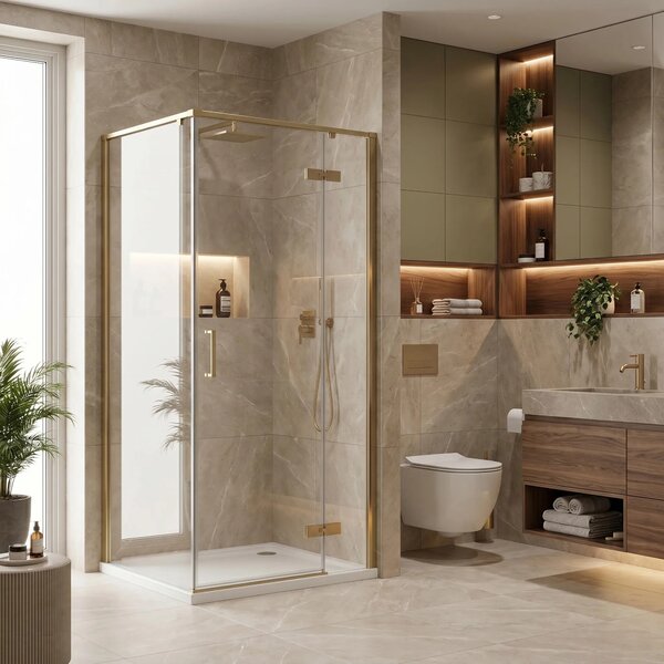 Tuš kabina Rea Bruno 90x90 Brush Gold