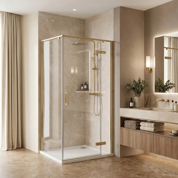 Tuš kabina Rea Bruno 90x90 Brush Gold