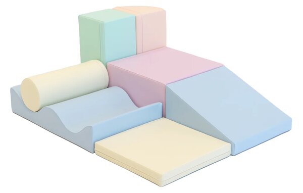 Blazin za plezanje, mehka igrala za otroke, poligon – 7 delni set, pastel