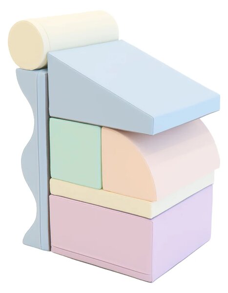 Blazin za plezanje, mehka igrala za otroke, poligon – 7 delni set, pastel
