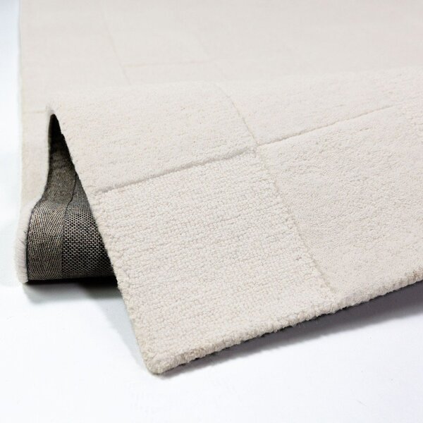 Slonokoščen ročno tkan volnen tekač 60x230 cm Checkerboard – Flair Rugs