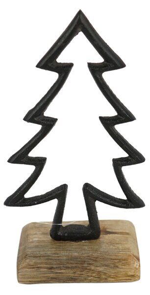 Božična dekoracija CHRISTMAS TREE iz mangovega lesa 17 cm, črna