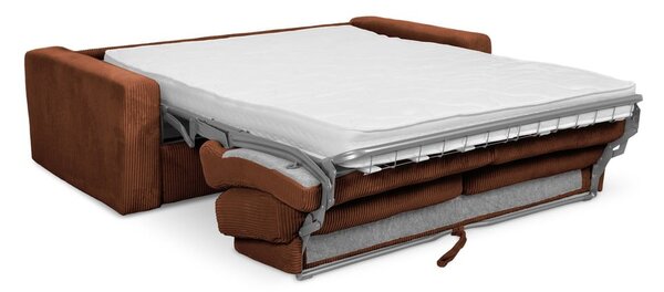 Raztegljiva sedežna garnitura iz rebrastega žameta v barvi terakote 195 cm Nona – Makamii