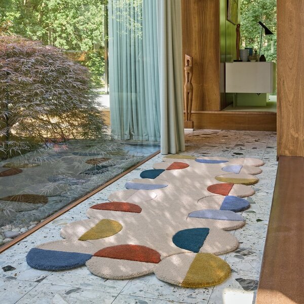 Bež ročno tkan volnen tekač 80x230 cm Mia Scallop Frame – Flair Rugs