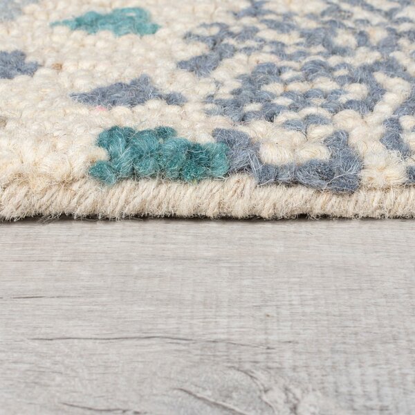 Modro-bež ročno tkana volnena preproga 200x290 cm Eloise Patchwork – Flair Rugs