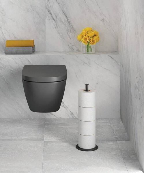 Mat črno jekleno stojalo za WC papir Lava – Metaltex