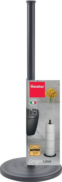 Mat črno jekleno stojalo za WC papir Lava – Metaltex
