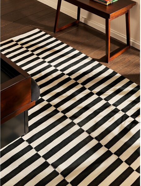 Črna/bela obojestranska ročno tkana volnena preproga 200x300 cm Donna – Hanse Home