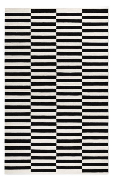 Črna/bela obojestranska ročno tkana volnena preproga 200x300 cm Donna – Hanse Home