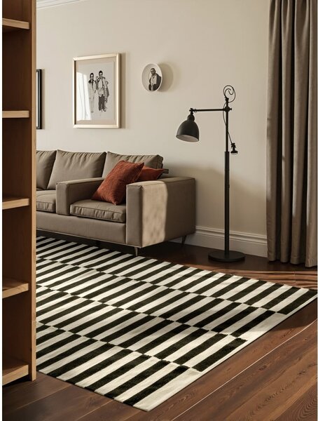 Črna/bela obojestranska ročno tkana volnena preproga 200x300 cm Donna – Hanse Home