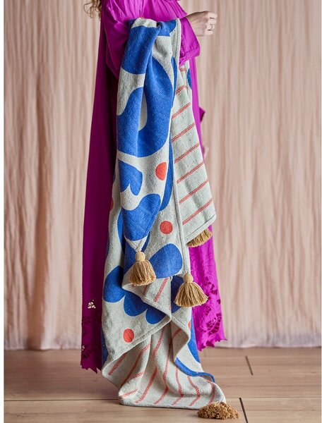 Modra odeja 130x160 cm Eviaya – Bloomingville