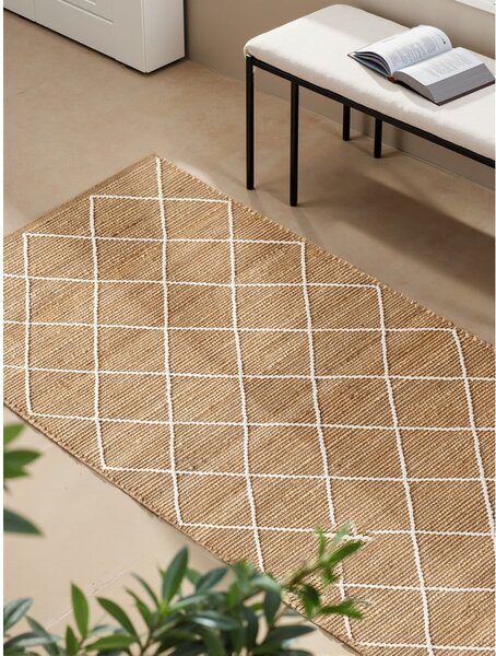 Ročno tkan tekač iz jute v naravni barvi 80x200 cm Kunu – Hanse Home