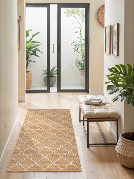 Ročno tkan tekač iz jute v naravni barvi 80x200 cm Kunu – Hanse Home