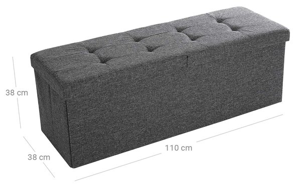 Tabure z dvižnim pokrovom OTTOMAN 110x38 cm, temno siv