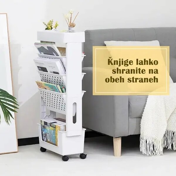 Bookcart™ 5-etažna Premična Knjižna Polica