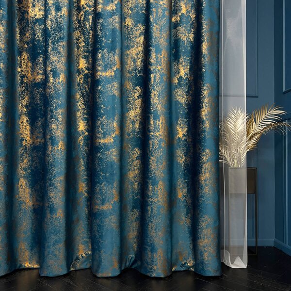 Dekorativna tkanina Velvet Glam Blue modra viš. 3,00 m