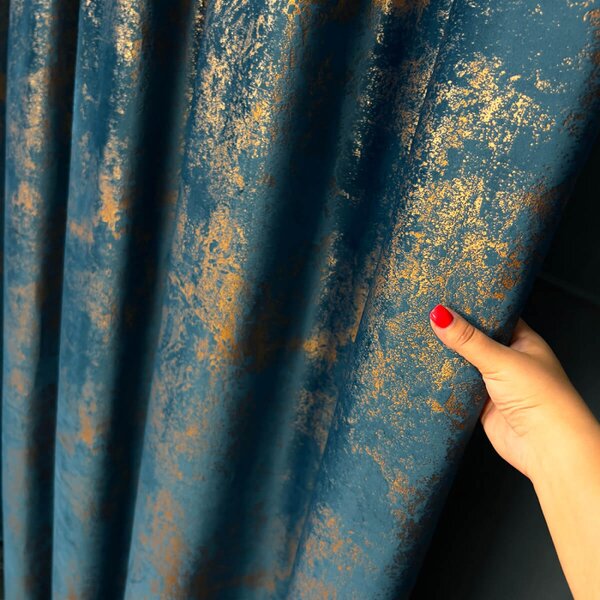 Dekorativna tkanina Velvet Glam Blue modra viš. 3,00 m