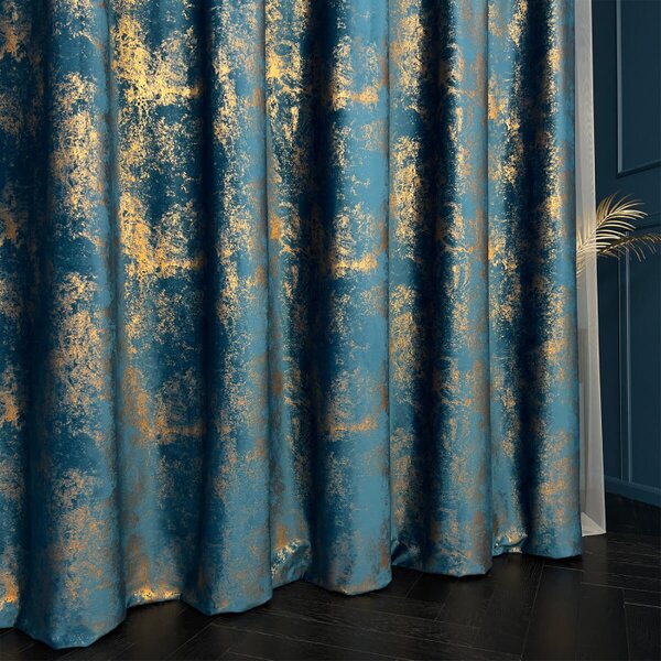 Dekorativna tkanina Velvet Glam Blue modra viš. 3,00 m
