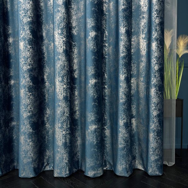 Dekorativna tkanina Velvet Glam Blue modra viš. 2,50 m
