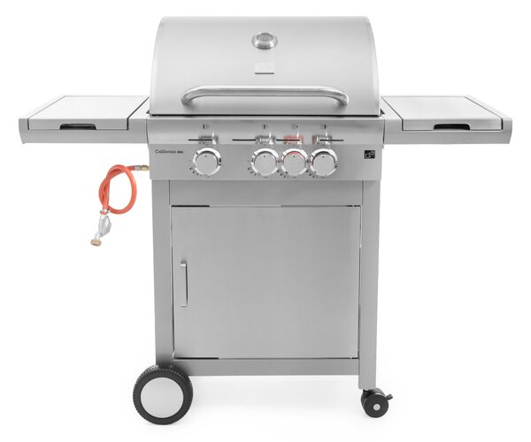 Plinski žar CALIFORNIA BBQ, 4 gorilniki, z redukcijskim ventilom, srebrna Penta CZ