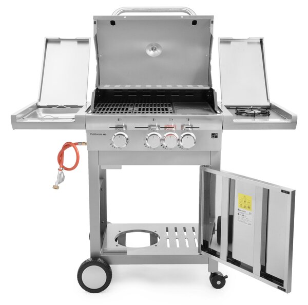 Plinski žar CALIFORNIA BBQ, 4 gorilniki, z redukcijskim ventilom, srebrna Penta CZ