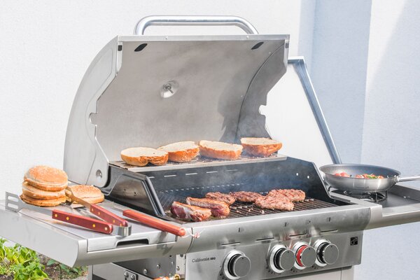 Plinski žar CALIFORNIA BBQ, 4 gorilniki, z redukcijskim ventilom, srebrna Penta CZ
