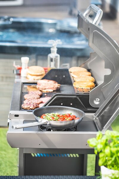Plinski žar CALIFORNIA BBQ, 4 gorilniki, z redukcijskim ventilom, srebrna Penta CZ