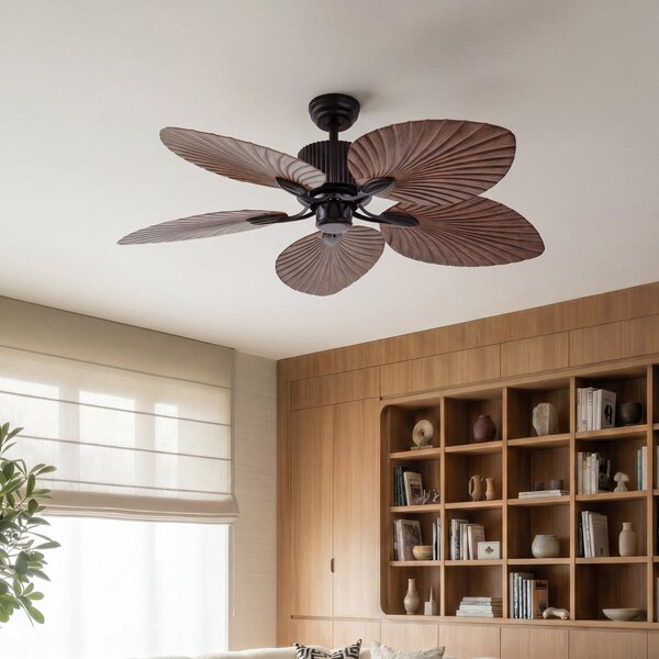Lucande Stropni ventilator Silvaris, premer 132 cm, videz lesa, DC, tiho, Les, Dnevna soba / jedilnica, Plastika, Skandinavski