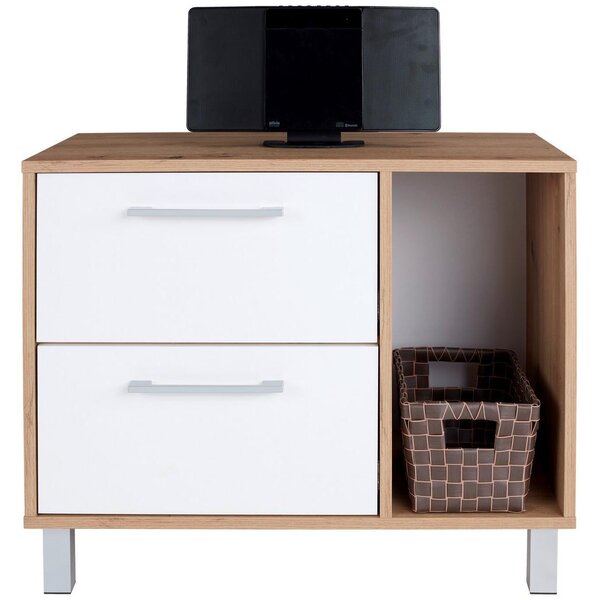 Modern Living Komoda Box, Bela, Barva Hrasta