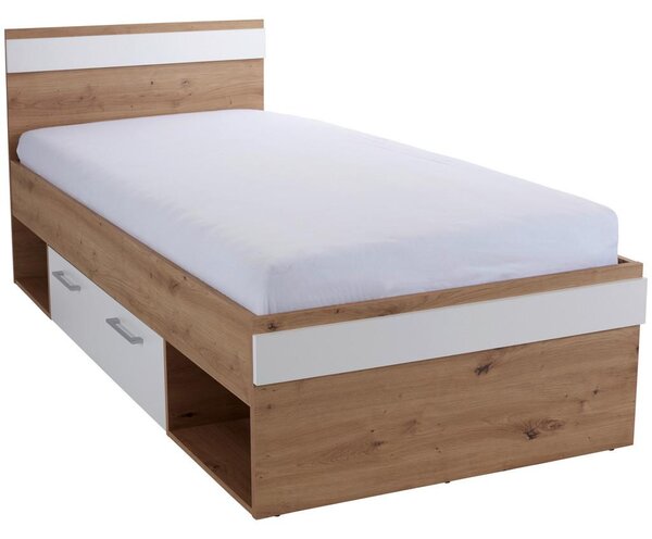 Modern Living Postelja Box, Bela, Barva Hrasta, 90x200