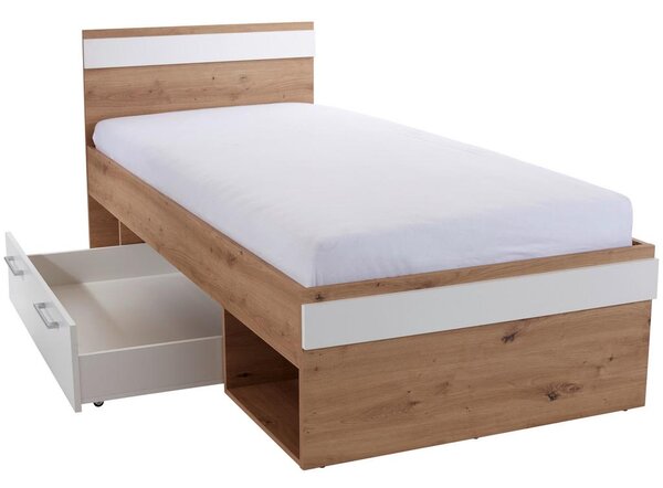 Modern Living Postelja Box, Bela, Barva Hrasta, 90x200