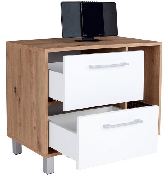 Modern Living Komoda Box, Bela, Barva Hrasta