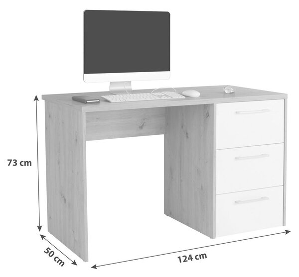 Modern Living Pisalna Miza Box, Bela, Barva Hrasta