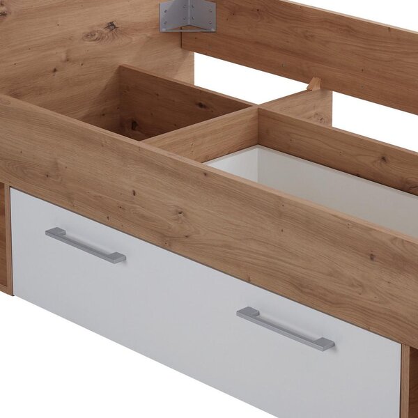 Modern Living Postelja Box, Bela, Barva Hrasta, 90x200