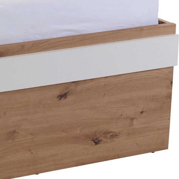 Modern Living Postelja Box, Bela, Barva Hrasta, 90x200
