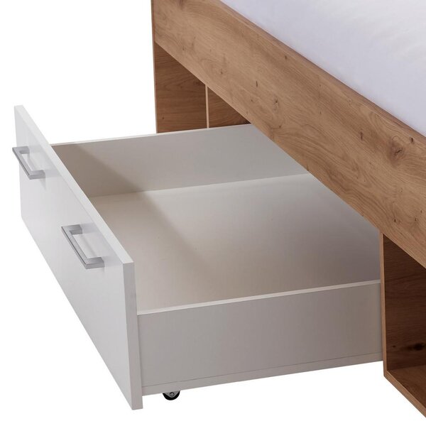 Modern Living Postelja Box, Bela, Barva Hrasta, 90x200