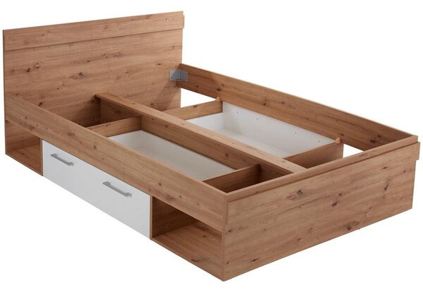 Modern Living Postelja Box, Bela, Barva Hrasta, 140x200