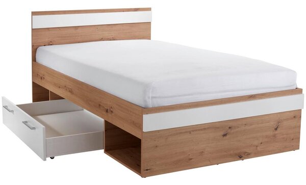 Modern Living Postelja Box, Bela, Barva Hrasta, 120x200