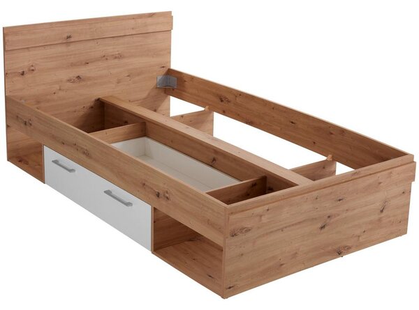 Modern Living Postelja Box, Bela, Barva Hrasta, 120x200