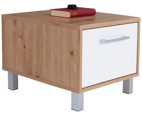 Modern Living Nočna Omarica Box, Bela, Barva Hrasta