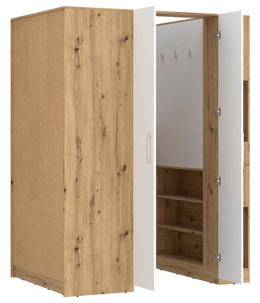 Modern Living Kotna Omara Box, Bela, Barva Hrasta