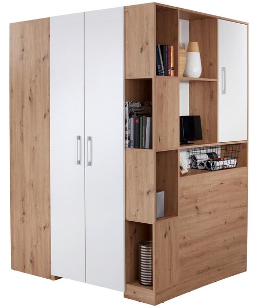 Modern Living Kotna Omara Box, Bela, Barva Hrasta