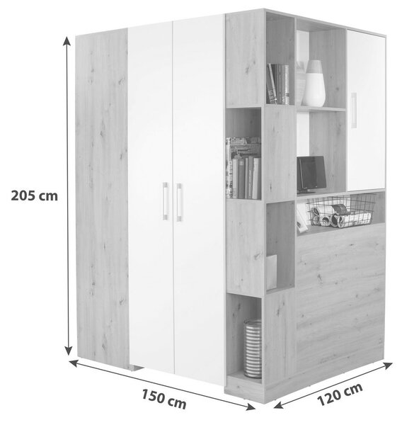 Modern Living Kotna Omara Box, Bela, Barva Hrasta