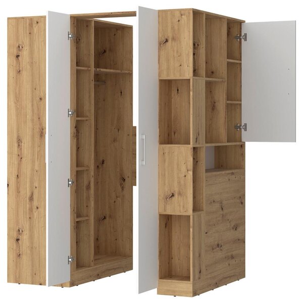 Modern Living Kotna Omara Box, Bela, Barva Hrasta
