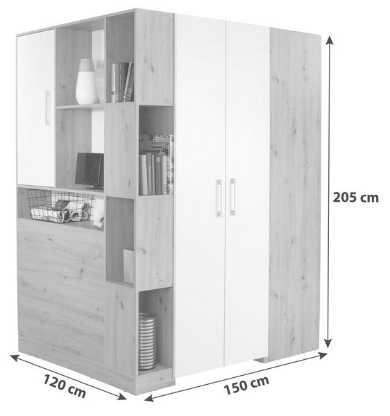 Modern Living Kotna Omara Box, Bela, Barva Hrasta