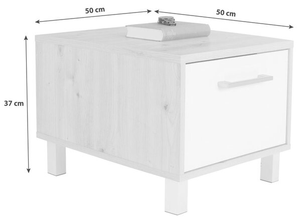 Modern Living Nočna Omarica Box, Bela, Barva Hrasta
